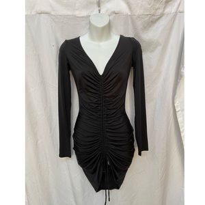Black v neck super stretchy long sleeve dress